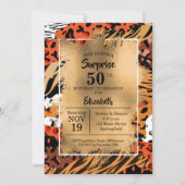 Birthday Gold Wild Animal Print Einladungen (Vorderseite)