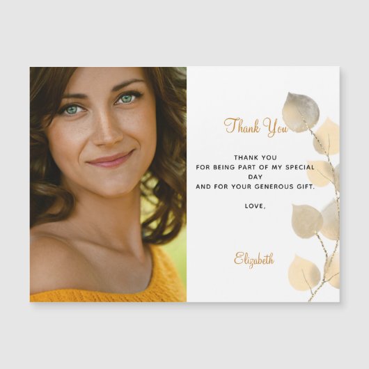 Birthday golden eucalyptus gold Dank Magnet (Vorderseite)