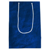 Birthday Golden Retriever auf blaues Leder Mittlere Geschenktüte (Rückseite)