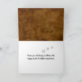 Birthday Golden Retriever auf braunem Leder Karte (Innenseite)