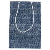 Birthday Golden Retriever auf Denim Mittlere Geschenktüte (Rückseite)