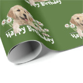 Birthday Golden Retriever auf Green Geschenkpapier (Rolleneckpunkt)