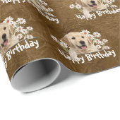 Birthday Golden Retriever auf Leder Geschenkpapier