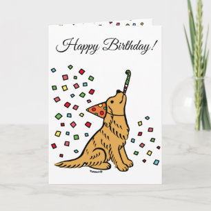 Birthday Golden Retriever Cartoon Karte