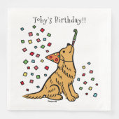 Birthday Golden Retriever Cartoon Serviette (Vorderseite)