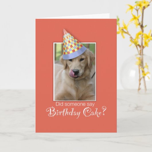 Birthday Golden Retriever Hund in Party Hat Karte (Gelbe Blume)