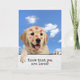 Birthday Golden Retriever mit Lipstick Kisses Karte