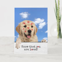 Birthday Golden Retriever mit Lipstick Kisses