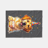 Birthday Golden Retriever, Party Dog Fleecedecke (Vorderseite (Horizontal))