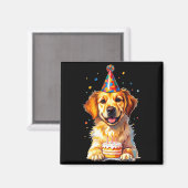 Birthday Golden Retriever, Party Dog Magnet (Vorderseite/Rückseite)