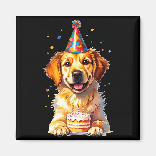 Birthday Golden Retriever, Party Dog Magnet (Vorne)