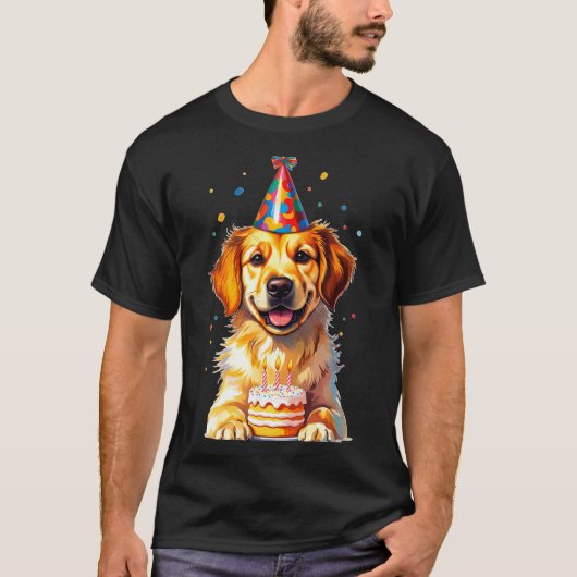 Birthday Golden Retriever, Party Dog  T-Shirt (Vorderseite)