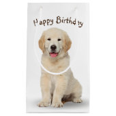 Birthday Golden Retriever Puppy in Weiß Kleine Geschenktüte (Vorderseite)