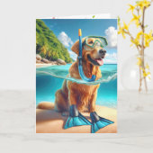 Birthday Golden Retriever Scuba Diver Karte (Gelbe Blume)
