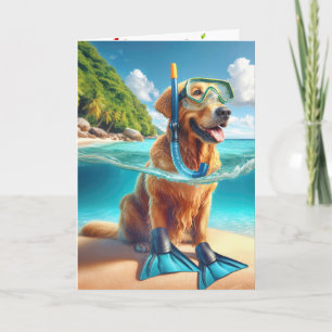 Birthday Golden Retriever Scuba Diver Karte