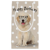 Birthday Golden Retriever Welpe mit Brille Klein Kleine Geschenktüte (Vorderseite)