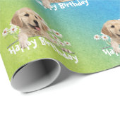 Birthday Golden Retrievers auf Regenbogen Geschenkpapier (Rolleneckpunkt)