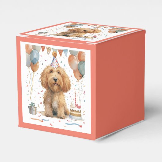 Birthday Goldendoodle Dog Geschenkschachtel (Vorderseite)