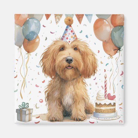 Birthday Goldendoodle Dog Magnet (Vorne)