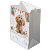 Birthday Goldendoodle Dog Mittlere Geschenktüte (Vorderseite Schrägansicht)