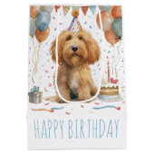 Birthday Goldendoodle Dog Mittlere Geschenktüte (Rückseite)