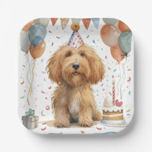 Birthday Goldendoodle Dog Pappteller