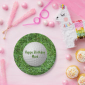 Birthday Golf Ball on Grass Paper Plate Pappteller (Party)