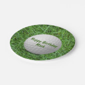 Birthday Golf Ball on Grass Paper Plate Pappteller (Schrägansicht)