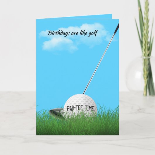 Birthday Golf Ball und Club Karte (Vorderseite)