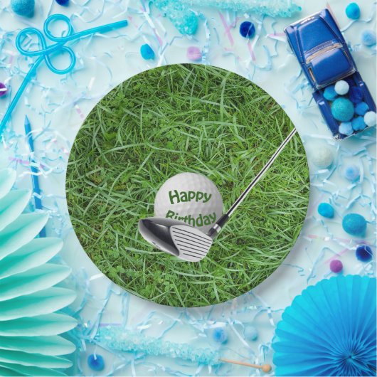 Birthday Golf Ball und Club Pappteller (Party)