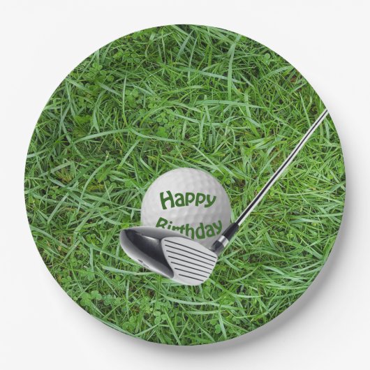 Birthday Golf Ball und Club Pappteller (Vorderseite)
