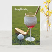 Birthday Golf Ball Weinglas mit Gold Putter Karte (Gelbe Blume)