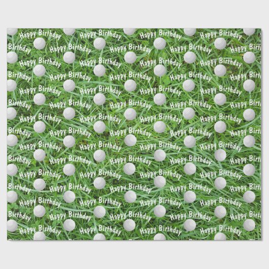 Birthday Golf Balls auf Gras Wrapping Paper Geschenkpapier (Flach)
