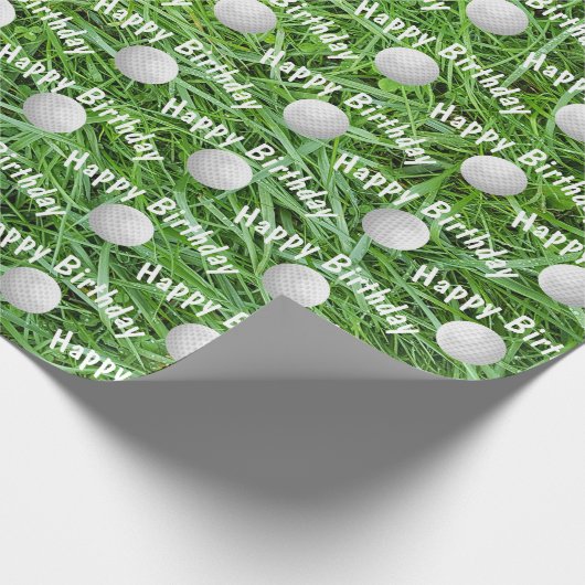 Birthday Golf Balls auf Gras Wrapping Paper Geschenkpapier (Ecke)