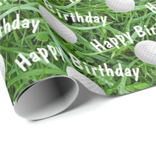 Birthday Golf Balls auf Gras Wrapping Paper Geschenkpapier