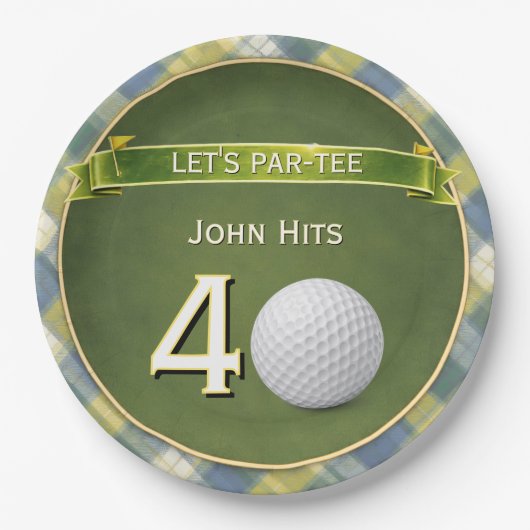  Birthday Golf / Golfing / Golfer Theme Pappteller (Vorderseite)
