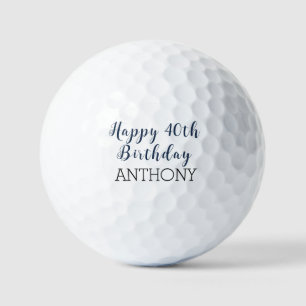 Birthday Golfer Funny 40. Navy Blue Black G Golfball
