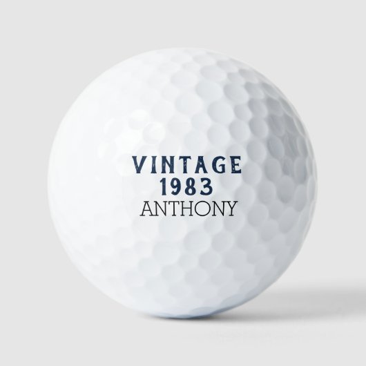 Birthday Golfer Funny 40. Navy Blue Black Golfball (Vorderseite)
