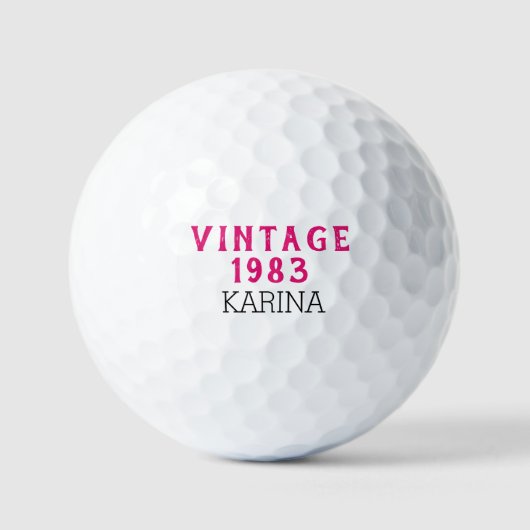 Birthday Golfer Funny 40. Pink Black Golfball (Vorderseite)
