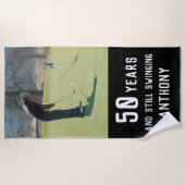 Birthday Golfer Funny 50. Happy Par Foto Strandtuch (Vorderseite)
