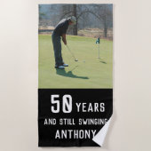 Birthday Golfer Funny 50. Happy Par Foto Strandtuch (Vorderseite)