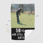 Birthday Golfer Funny 50. Happy Vater Par Foto Golfhandtuch (Insitu)