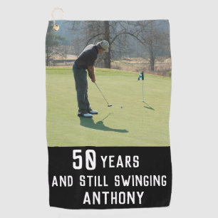 Birthday Golfer Funny 50. Happy Vater Par Foto Golfhandtuch