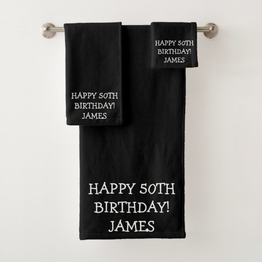 Birthday Golfer Funny 50. Schwarzer Vater Badhandtuch Set (Insitu)