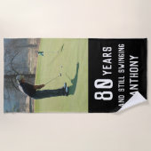Birthday Golfer Funny 80. Happy Par Foto Strandtuch (Vorderseite)