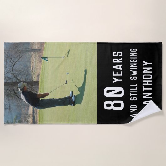 Birthday Golfer Funny 80. Happy Par Foto Strandtuch (Vorderseite)