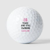 Birthday Golfer Funny 80. Happy Pink Par Golfball (Vorderseite)