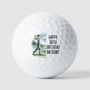 Birthday Golfer Funny 80. Happy Vater Golf Balls Golfball