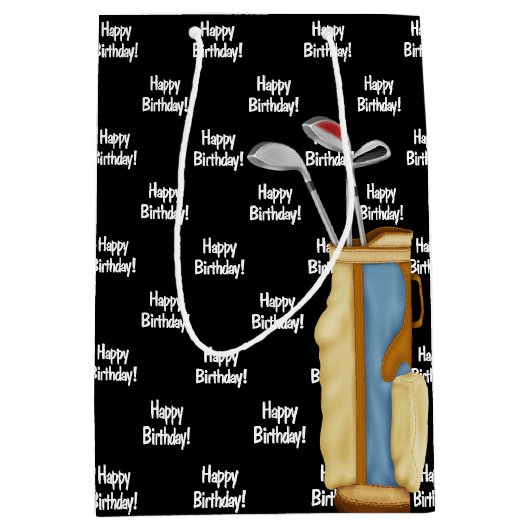 Birthday Golftasche in schwarz Mittlere Geschenktüte (Vorderseite)
