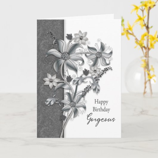 Birthday Gorgeous Shades of Gray Blume Karte (Gelbe Blume)